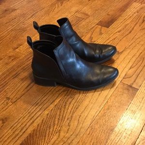Black faux leather booties